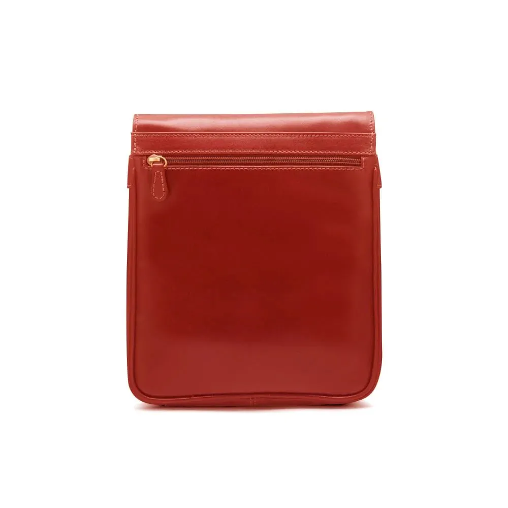 A4 Portrait Medium Leather Messenger Bag - Light Tan