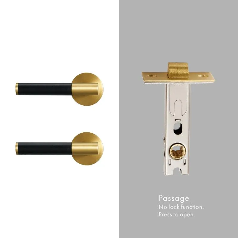 AMINTA / Solid Brass & Leather Lever Door Handles