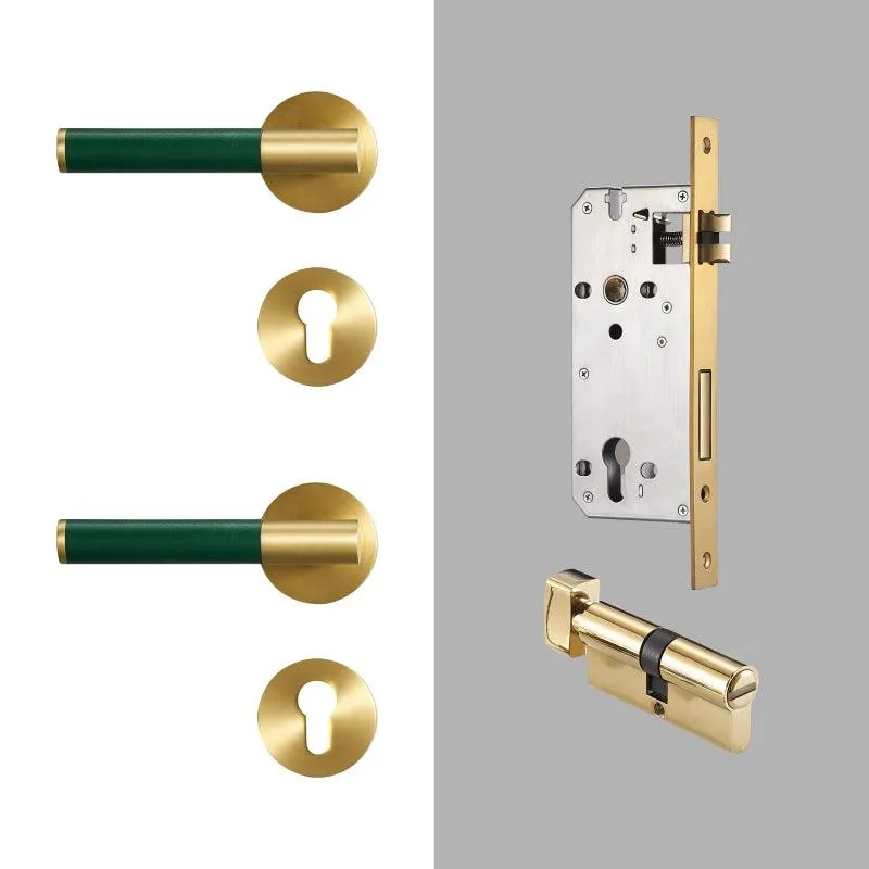 AMINTA / Solid Brass & Leather Lever Door Handles