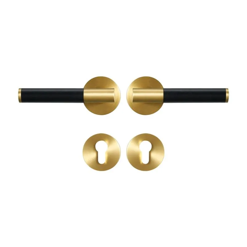 AMINTA / Solid Brass & Leather Lever Door Handles