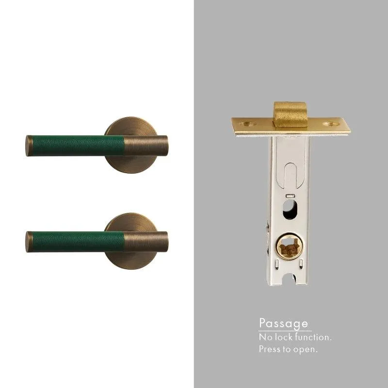AMINTA / Solid Brass & Leather Lever Door Handles