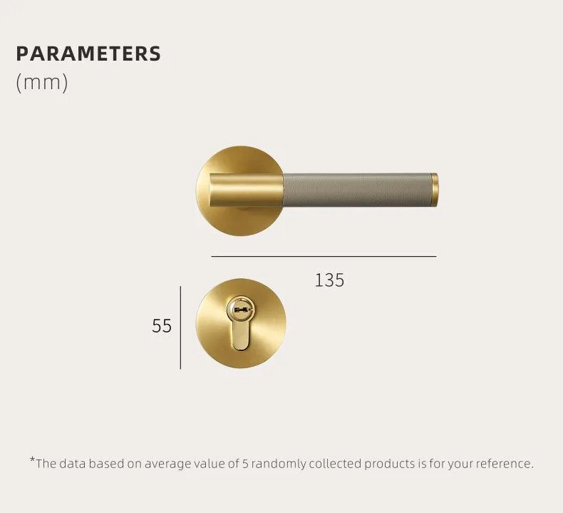 AMINTA / Solid Brass & Leather Lever Door Handles