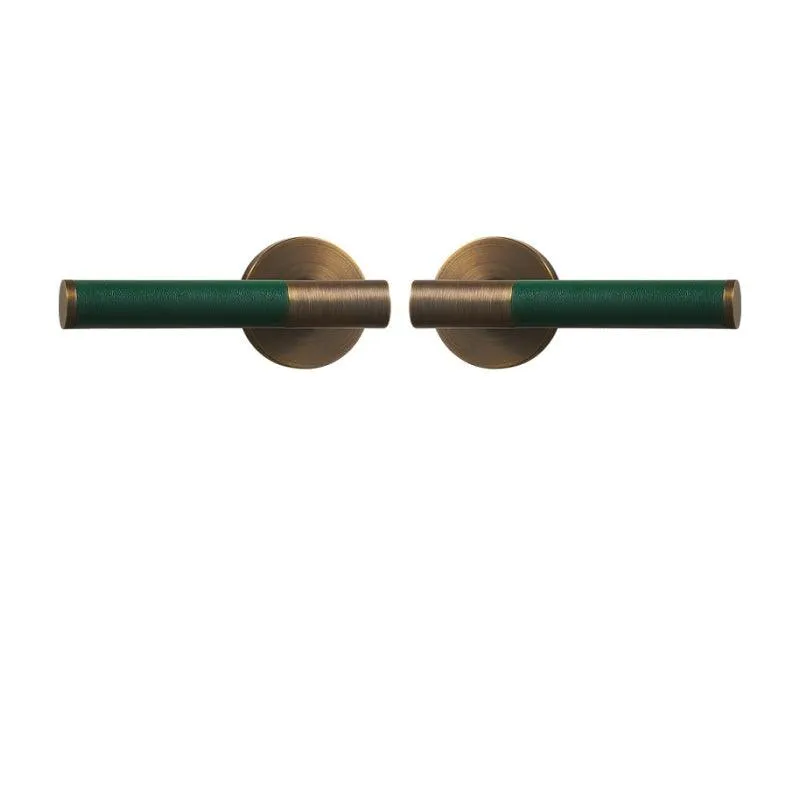 AMINTA / Solid Brass & Leather Lever Door Handles