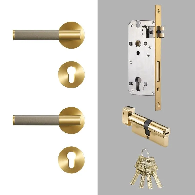 AMINTA / Solid Brass & Leather Lever Door Handles