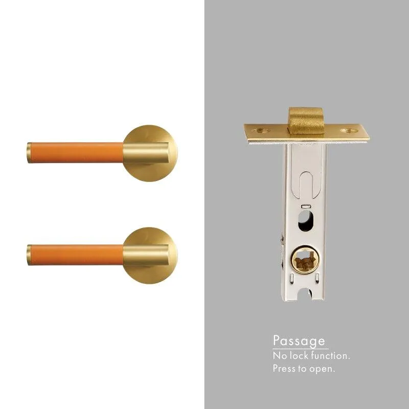 AMINTA / Solid Brass & Leather Lever Door Handles