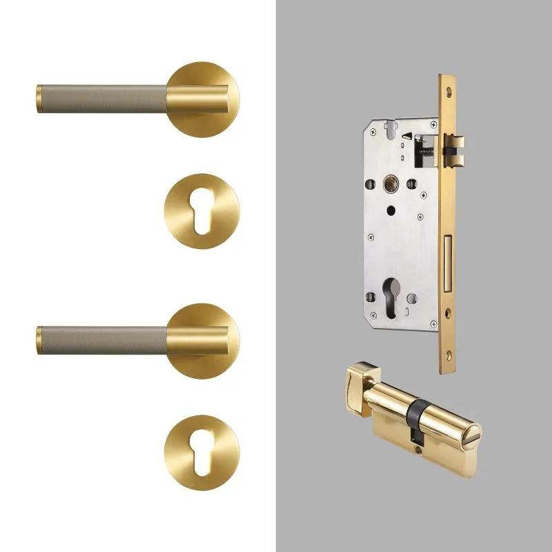 AMINTA / Solid Brass & Leather Lever Door Handles