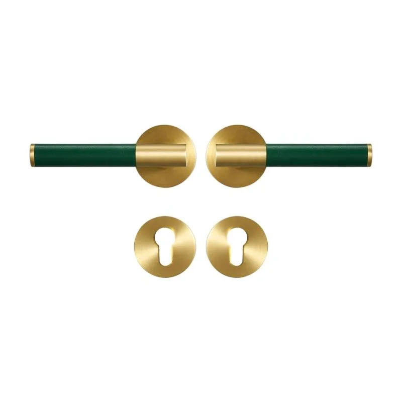 AMINTA / Solid Brass & Leather Lever Door Handles