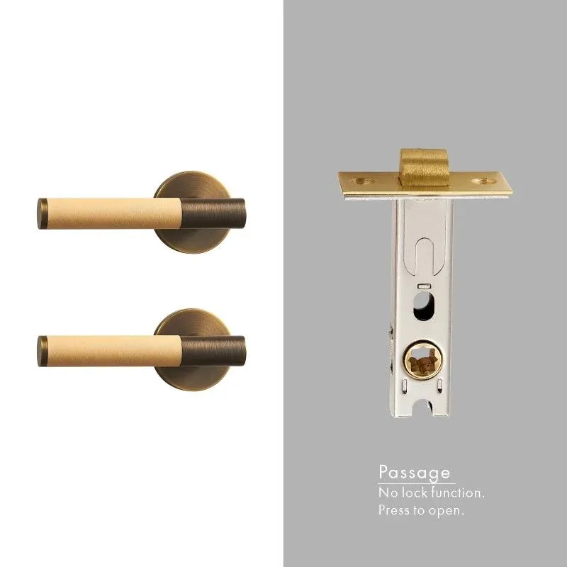 AMINTA / Solid Brass & Leather Lever Door Handles