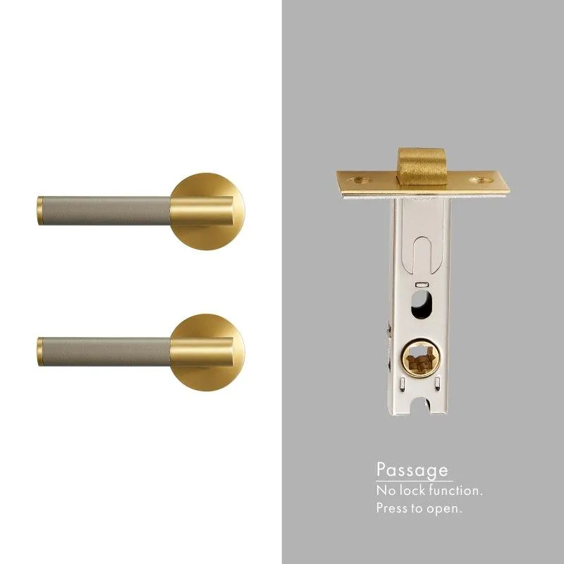 AMINTA / Solid Brass & Leather Lever Door Handles