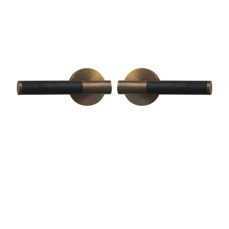 AMINTA / Solid Brass & Leather Lever Door Handles