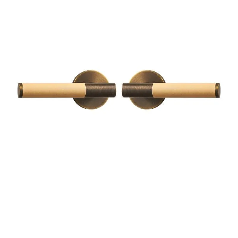 AMINTA / Solid Brass & Leather Lever Door Handles