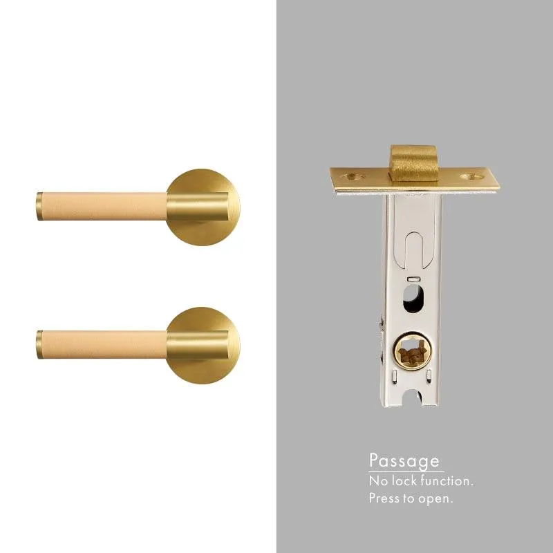 AMINTA / Solid Brass & Leather Lever Door Handles