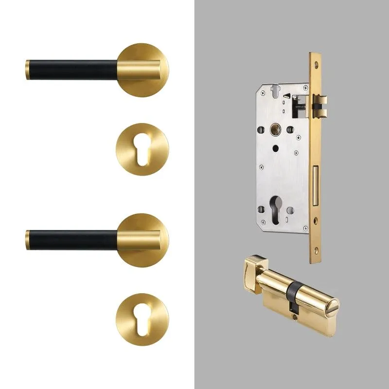 AMINTA / Solid Brass & Leather Lever Door Handles