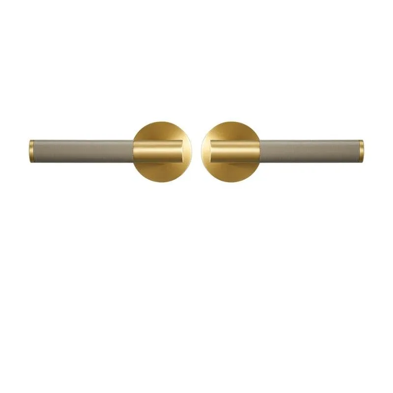 AMINTA / Solid Brass & Leather Lever Door Handles