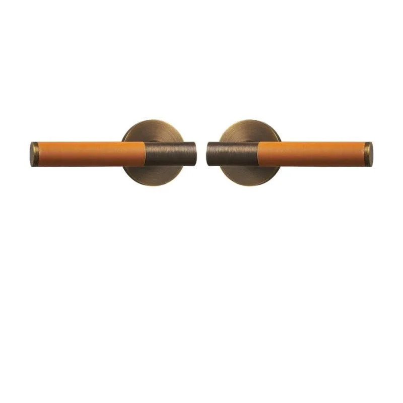 AMINTA / Solid Brass & Leather Lever Door Handles