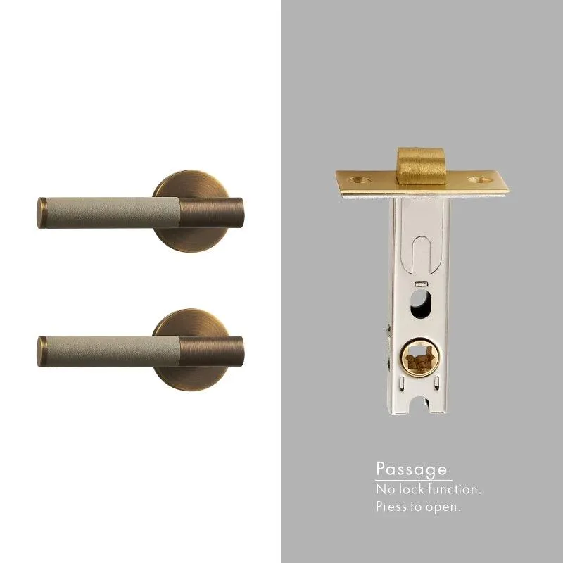 AMINTA / Solid Brass & Leather Lever Door Handles
