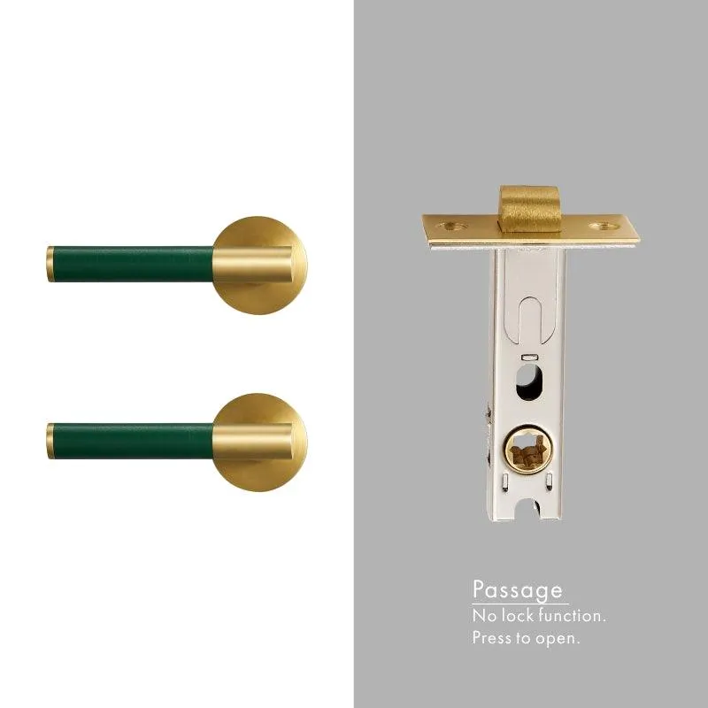 AMINTA / Solid Brass & Leather Lever Door Handles