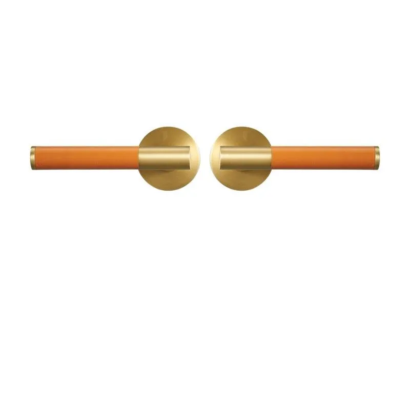 AMINTA / Solid Brass & Leather Lever Door Handles