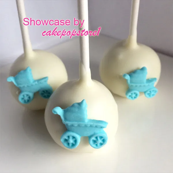 Baby Stroller Baby Carriage Baby Trolley Pram Flexible Silicone Mold 20mm Kawaii Baby Shower Mini Cupcake Topper Fimo Fondant Gumpaste MD546