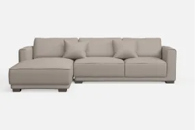 Barletta 3 Seater Left Hand Facing Chaise Lounge Corner Sofa Sand Leather