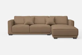 Barletta 3 Seater Right Hand Facing Chaise Lounge Corner Sofa Stone Leather