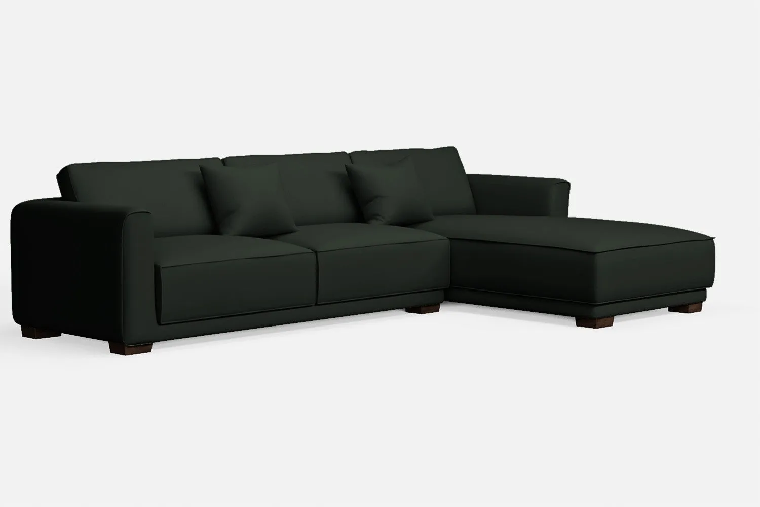 Barletta 4 Seater Right Hand Facing Chaise Lounge Corner Sofa Green Leather