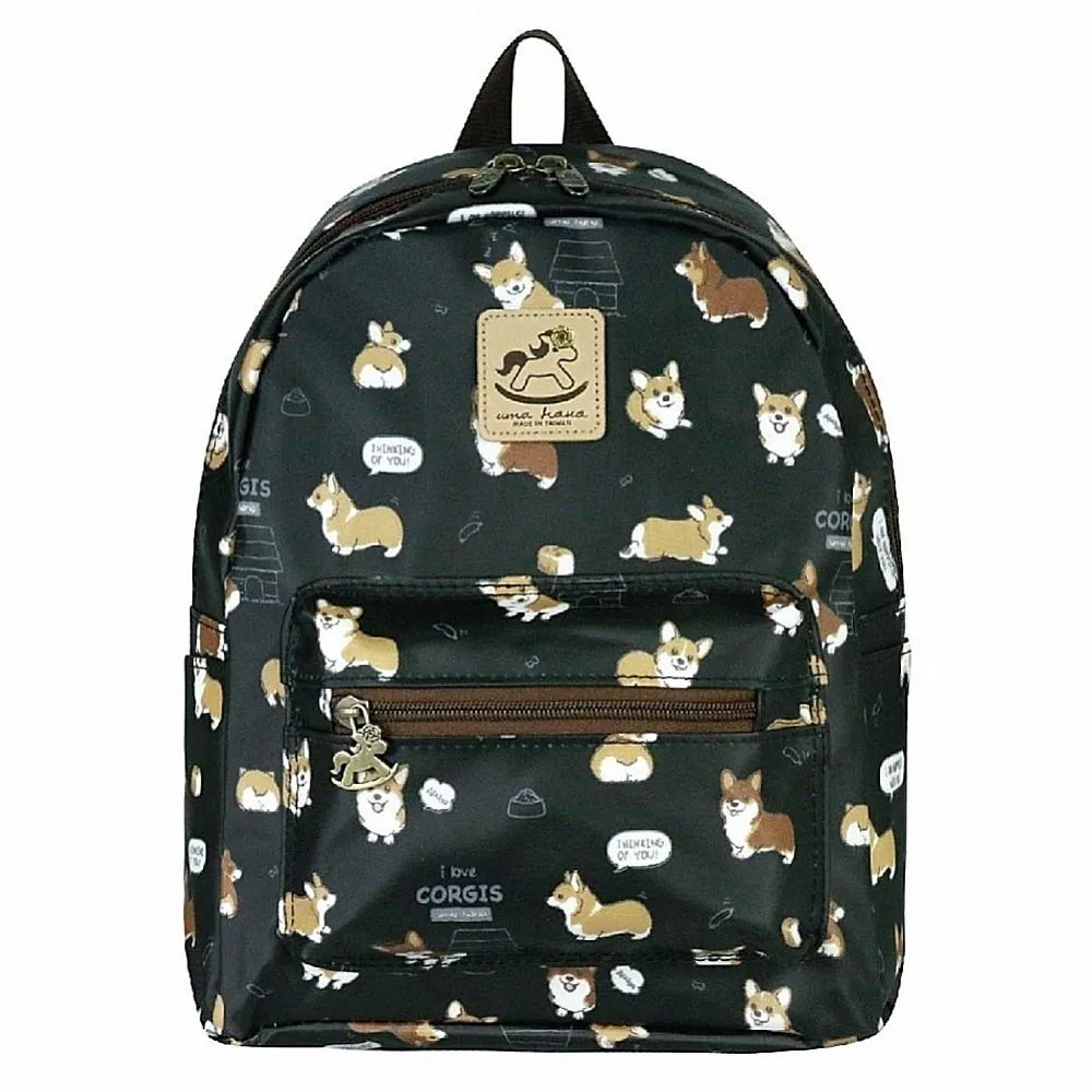 Black Corgi Puppy Small Backpack