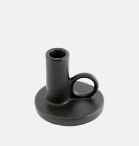 Black Stoneware Candlestick