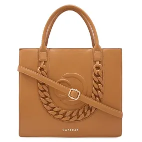 Caprese Roxana Tote Bag, Medium-Brown | Stylish Handbag for Women | Spacious, Versatile Office & Daily Essentials Tote | Top Zip Closure