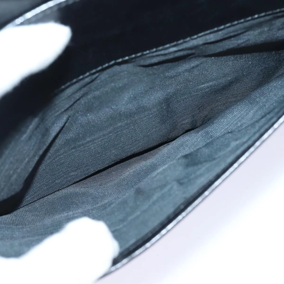 CELINE Clutch Bag Leather Black Auth bs15668