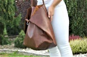 Classic Dark Brown Leather Tote Bag