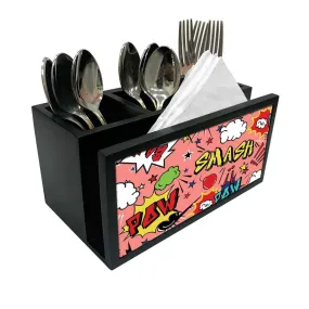 Cutlery Tissue Holder Napkin Stand -  Comic Pop Art Pin