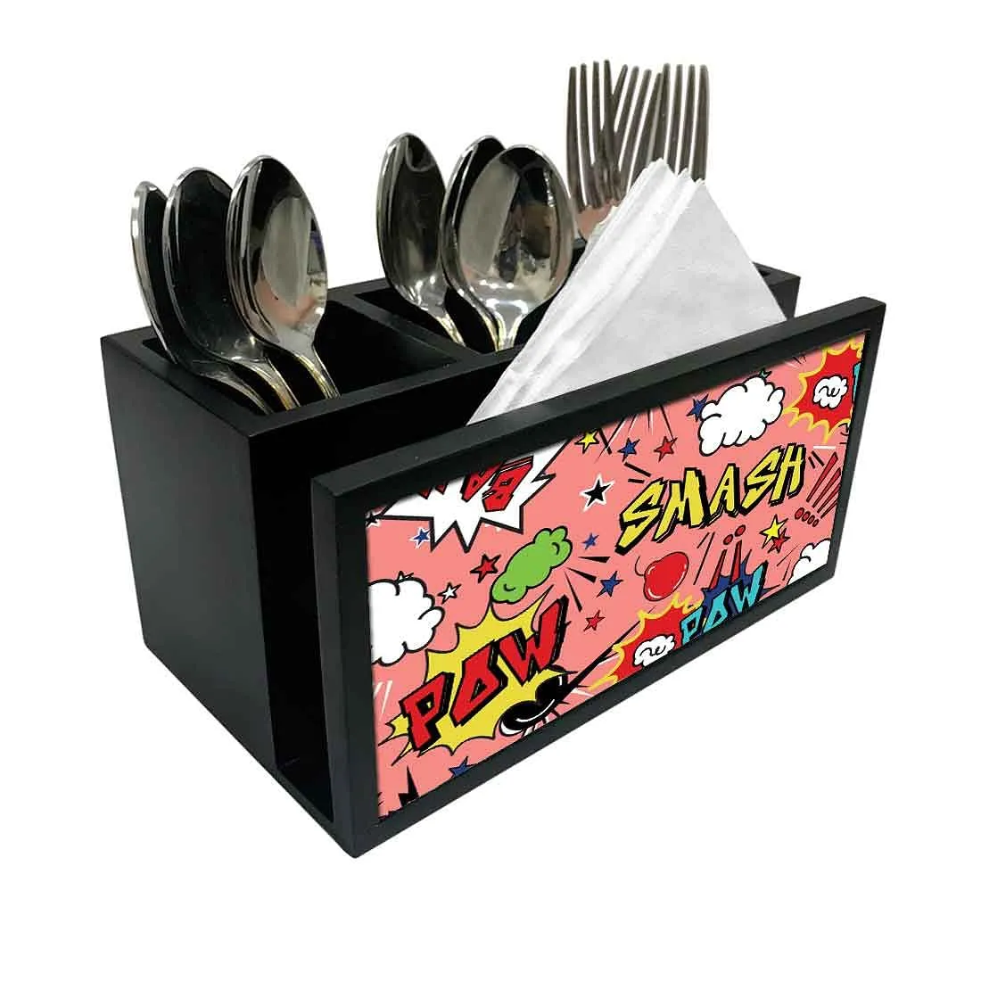 Cutlery Tissue Holder Napkin Stand -  Comic Pop Art Pin