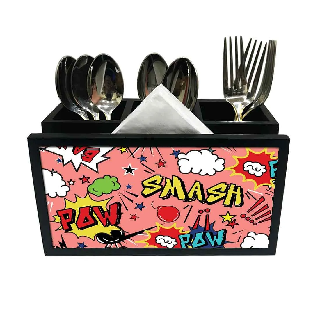 Cutlery Tissue Holder Napkin Stand -  Comic Pop Art Pin