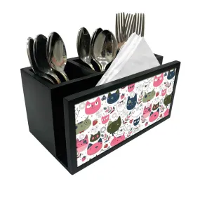 Cutlery Tissue Holder Napkin Stand -  Cute Cat Face