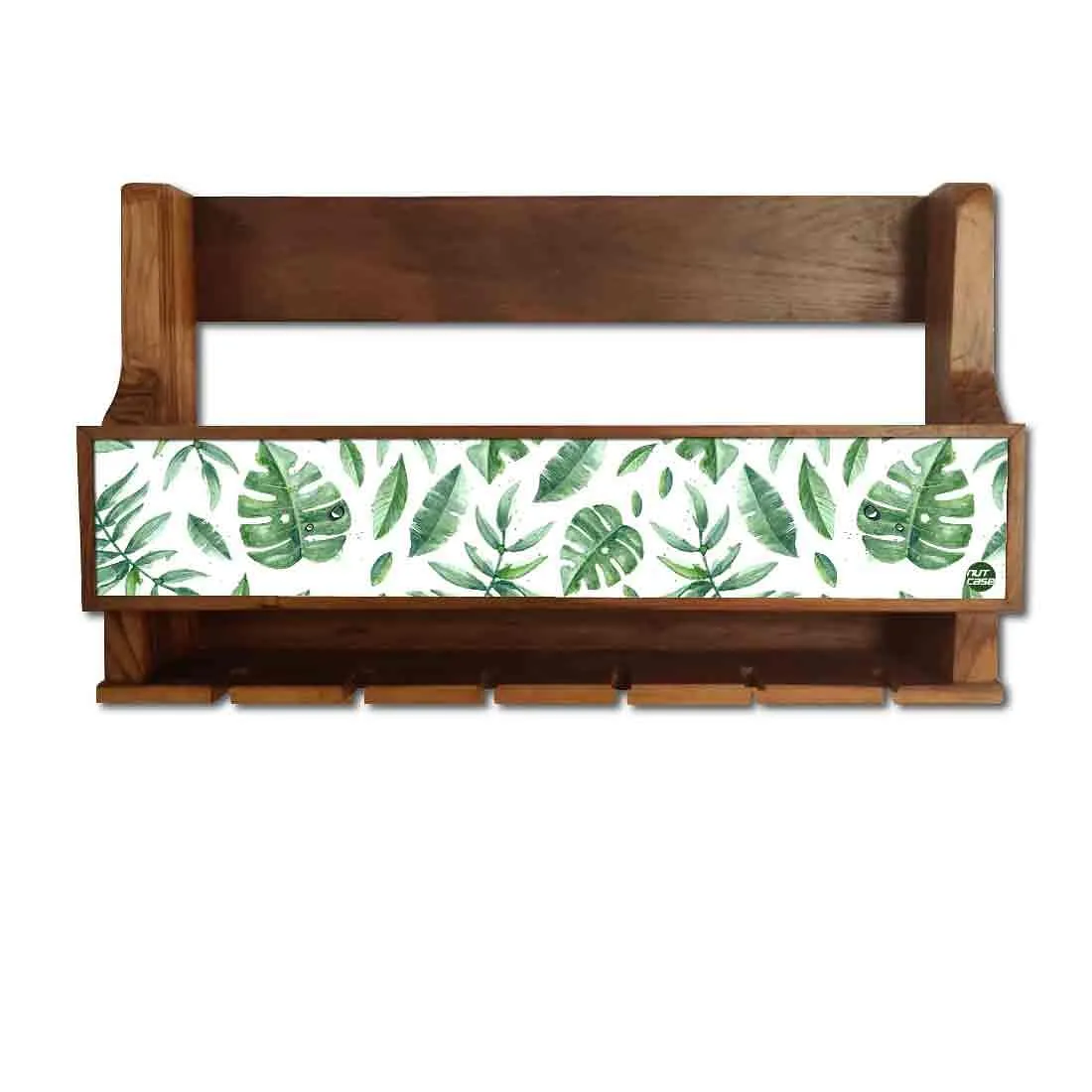 Designer Wine Rack and Glass Holder for Living Room 5 Bottles 6 Glasses -  Leaf