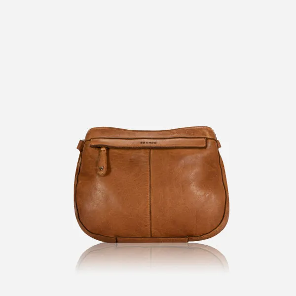 Double Compartment Leather Bag, Tan
