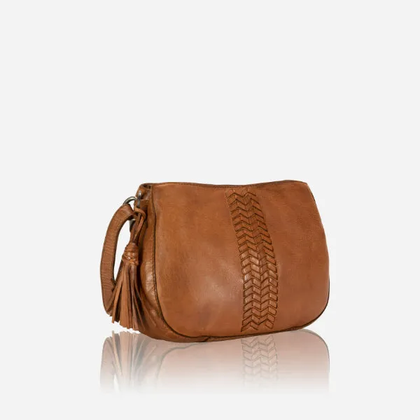 Double Compartment Leather Bag, Tan