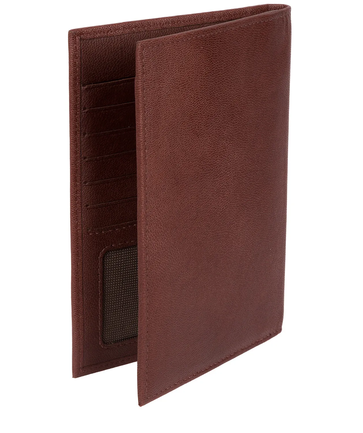 'Explore' Dark Brown Leather Passport Case