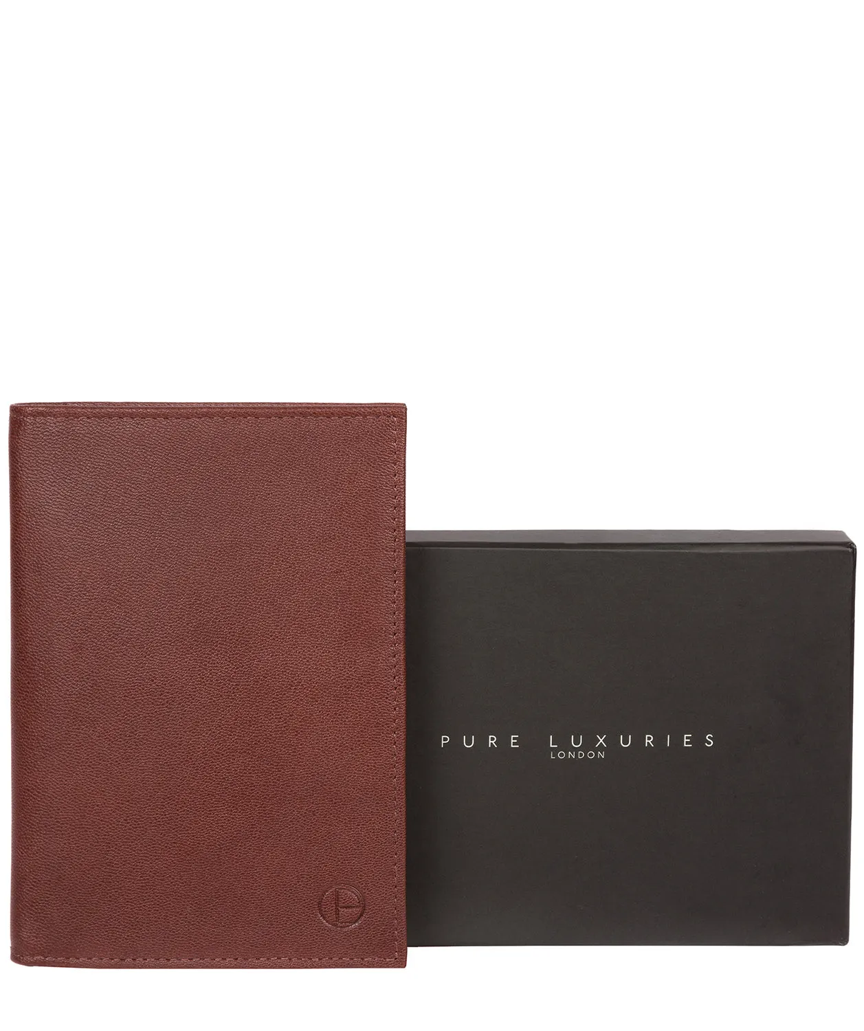 'Explore' Dark Brown Leather Passport Case