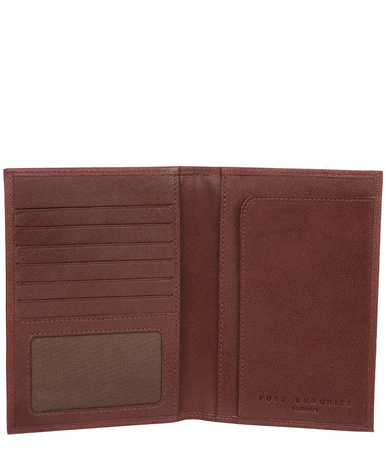 'Explore' Dark Brown Leather Passport Case