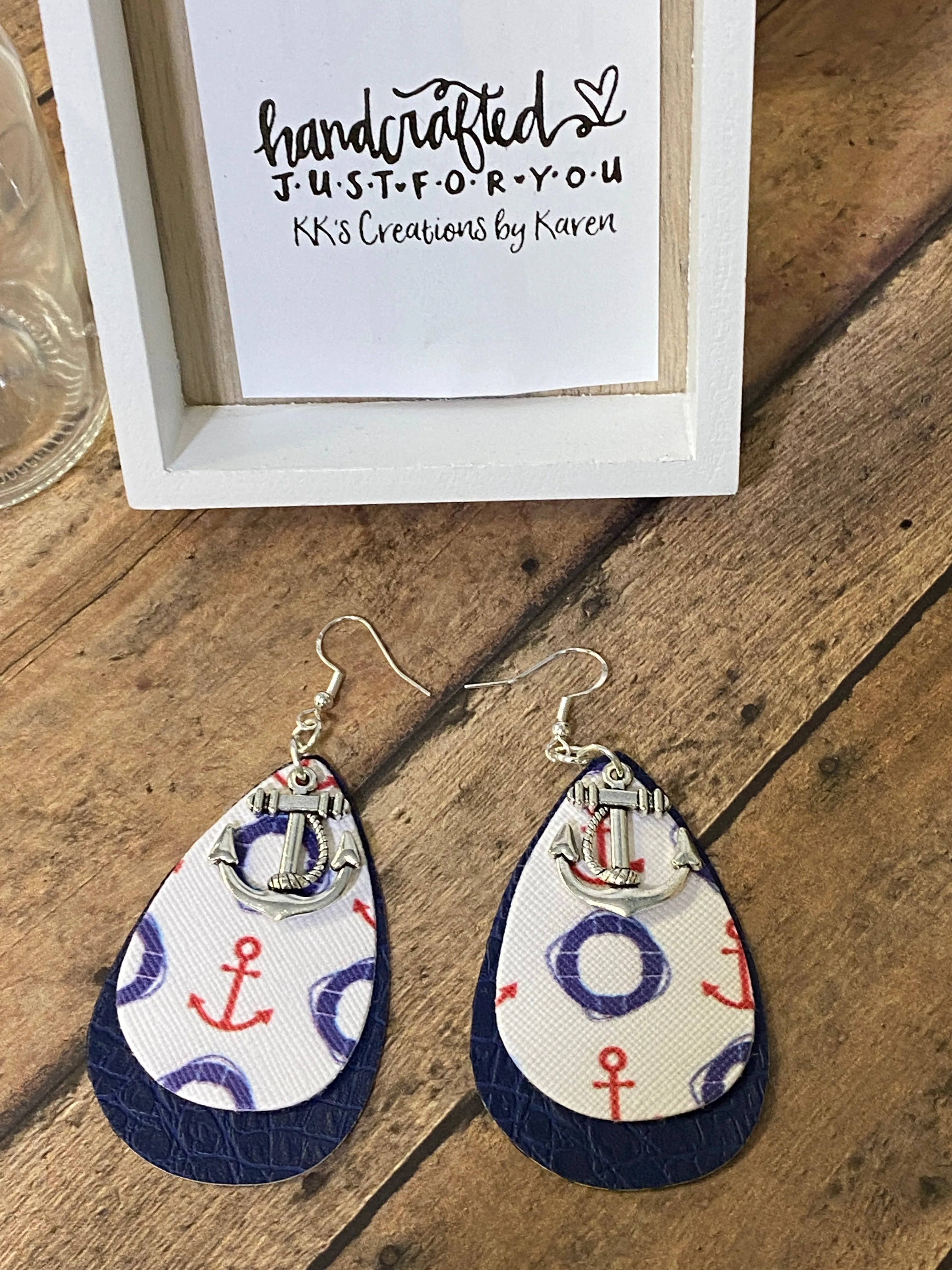 FAUX Leather Anchors Earrings (EA0067)