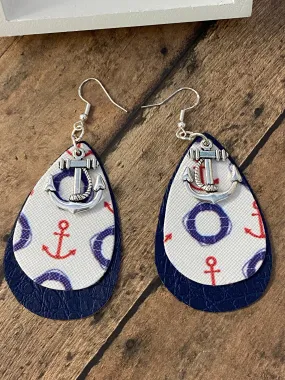 FAUX Leather Anchors Earrings (EA0067)