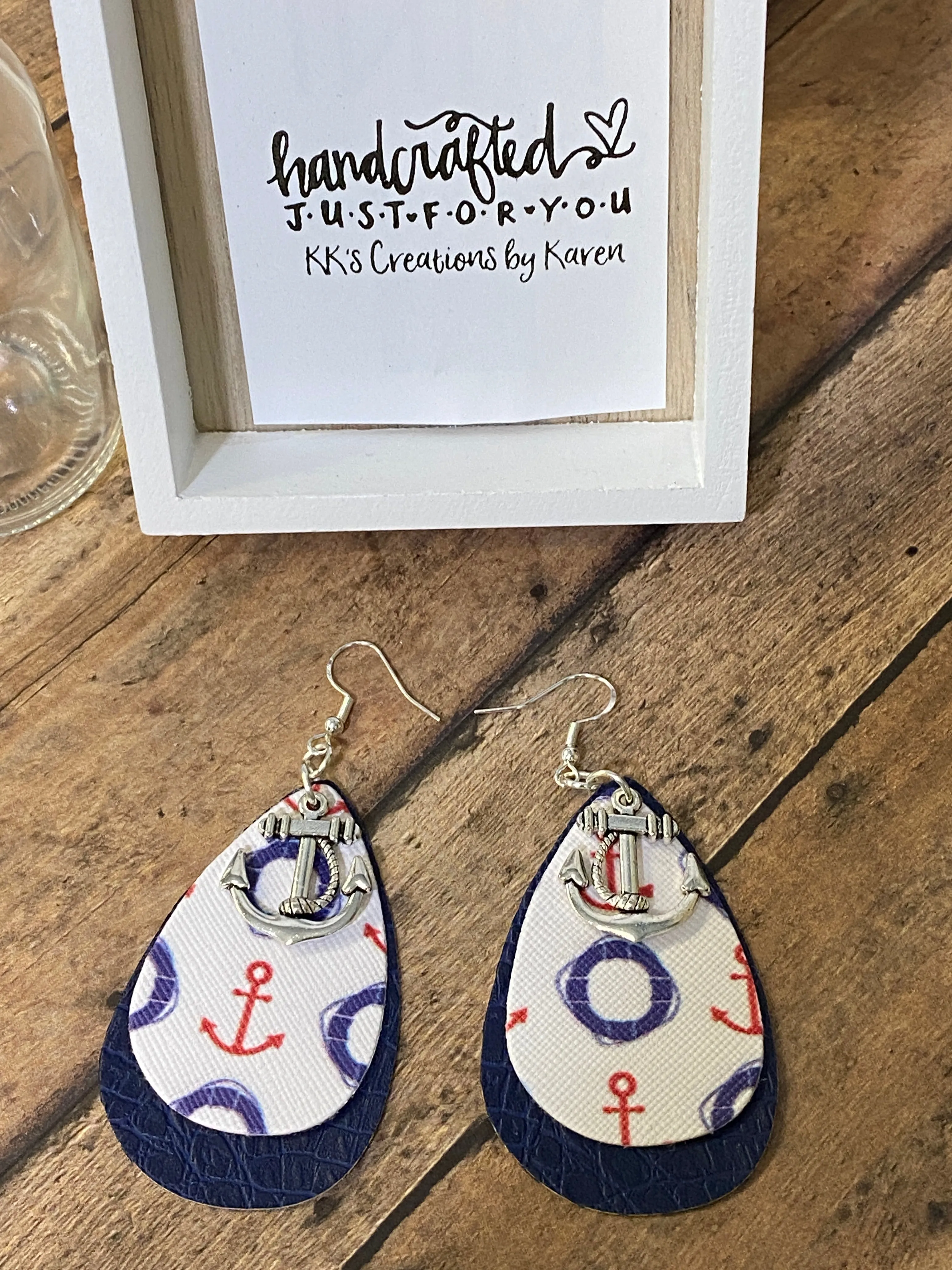 FAUX Leather Anchors Earrings (EA0067)