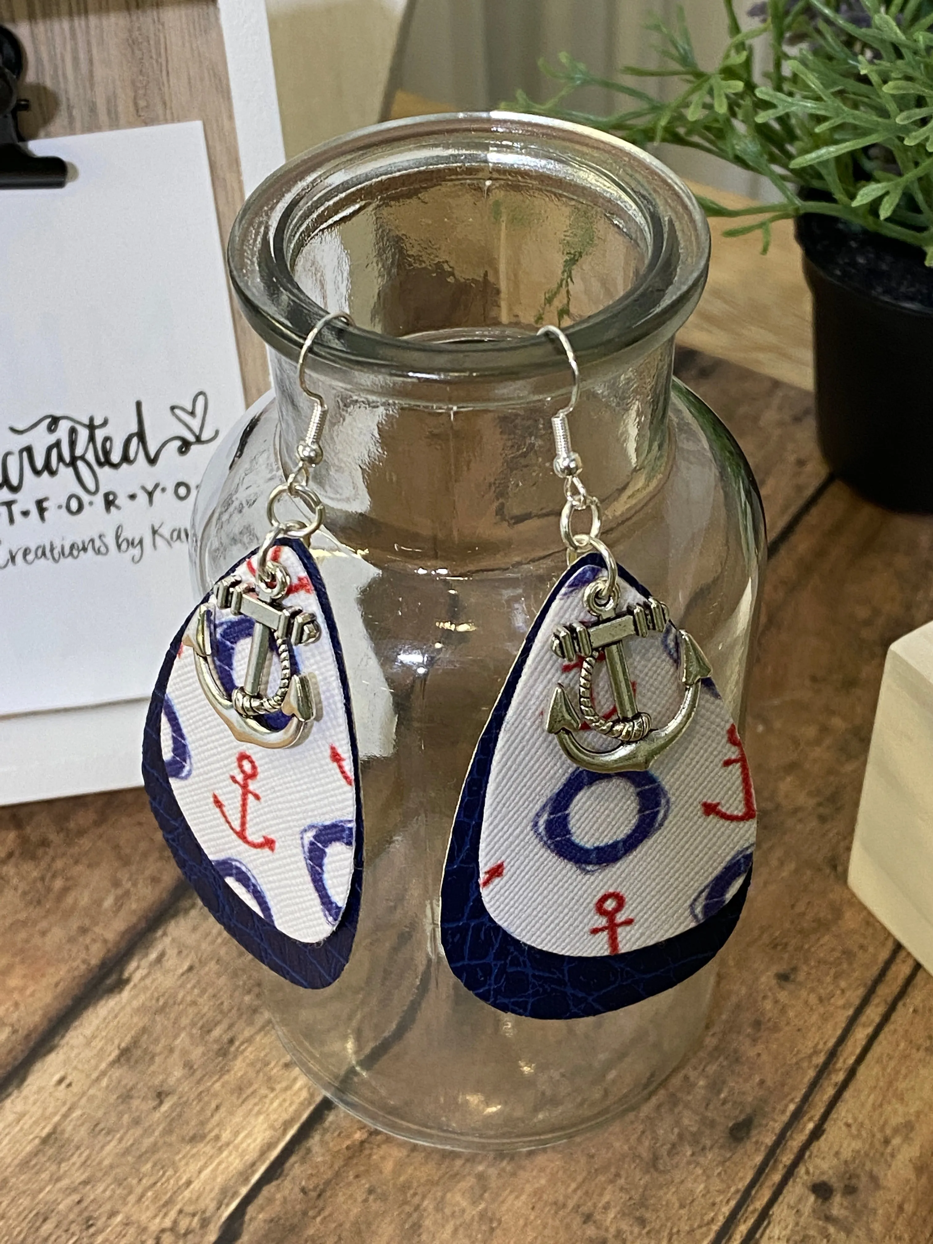 FAUX Leather Anchors Earrings (EA0067)
