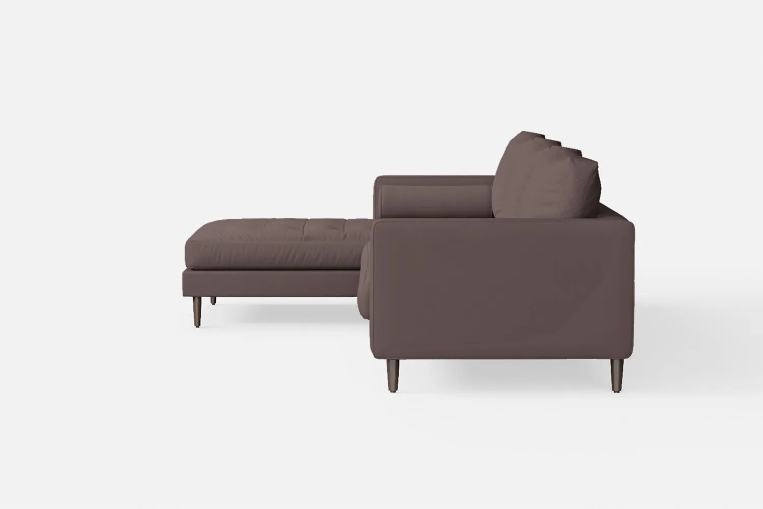 Gela 3 Seater Left Hand Facing Chaise Lounge Corner Sofa Rose Taupe Leather