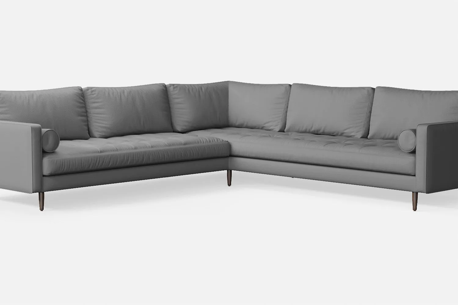 Gela 5 Seater Corner Sofa Grey Leather