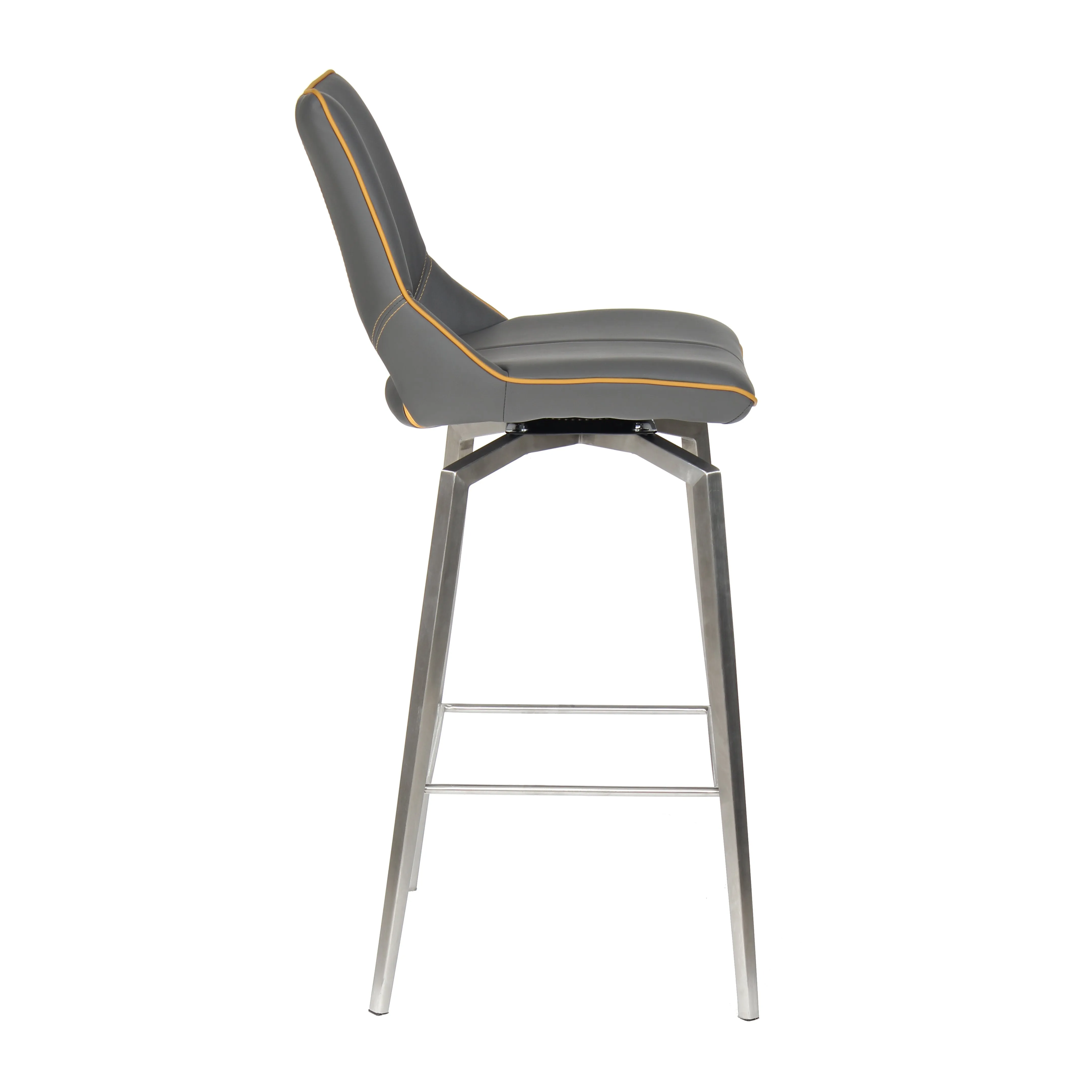 Hawksmoor Mako Graphite Grey Leather Match Swivel Bar Chair