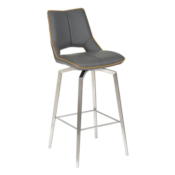 Hawksmoor Mako Graphite Grey Leather Match Swivel Bar Chair