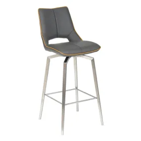 Hawksmoor Mako Graphite Grey Leather Match Swivel Bar Chair